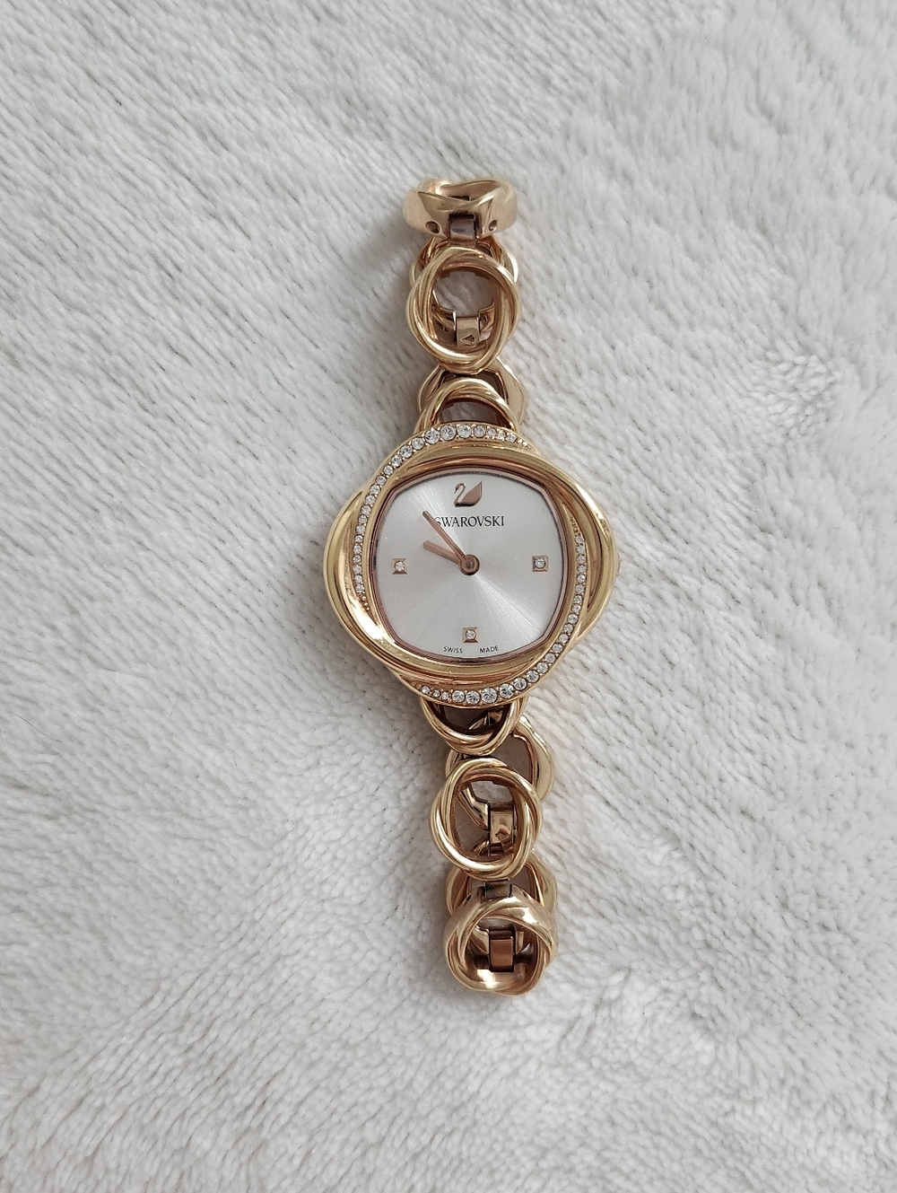 Swarovski crystal flower rose gold watch